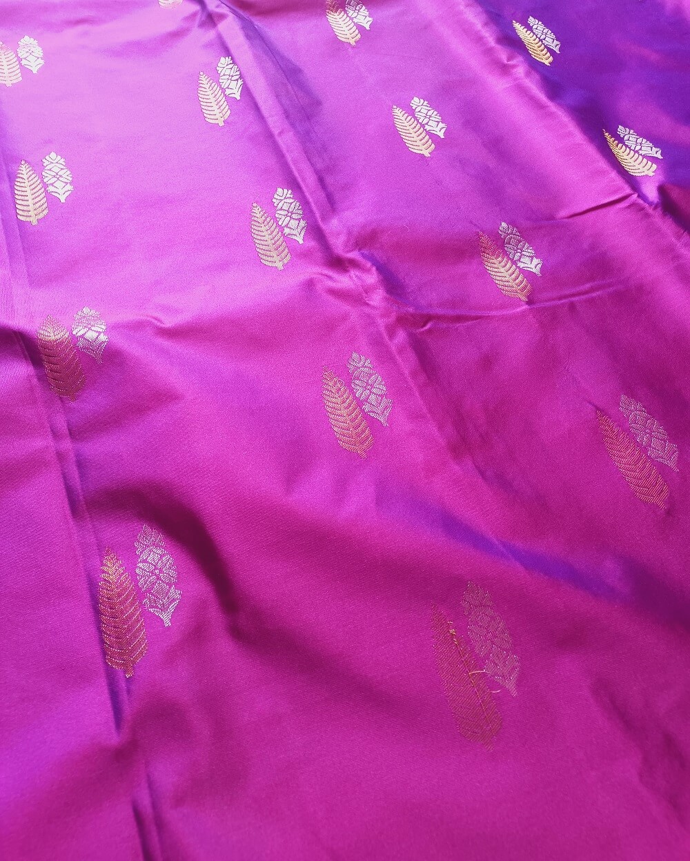 Kanchipuram / Kanjivaram Silk Saree Purple With Big Border - Image 5
