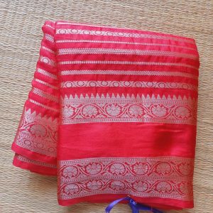 Banarasi Silk Saree Bright Red