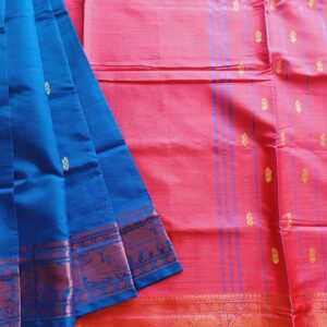 Banana Pith Saree Peacock Blue