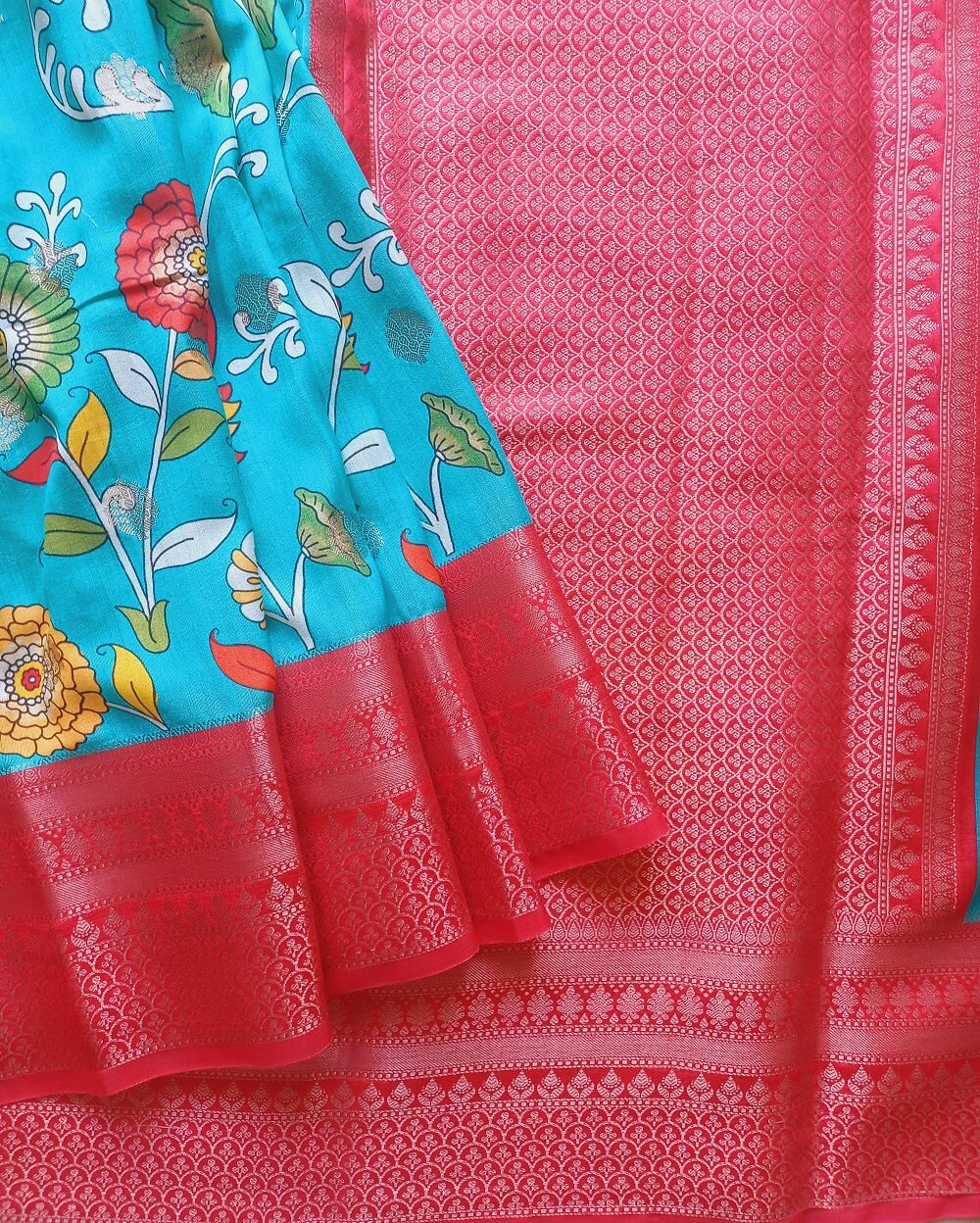 Moonga Silk Saree Fresh Light Blue
