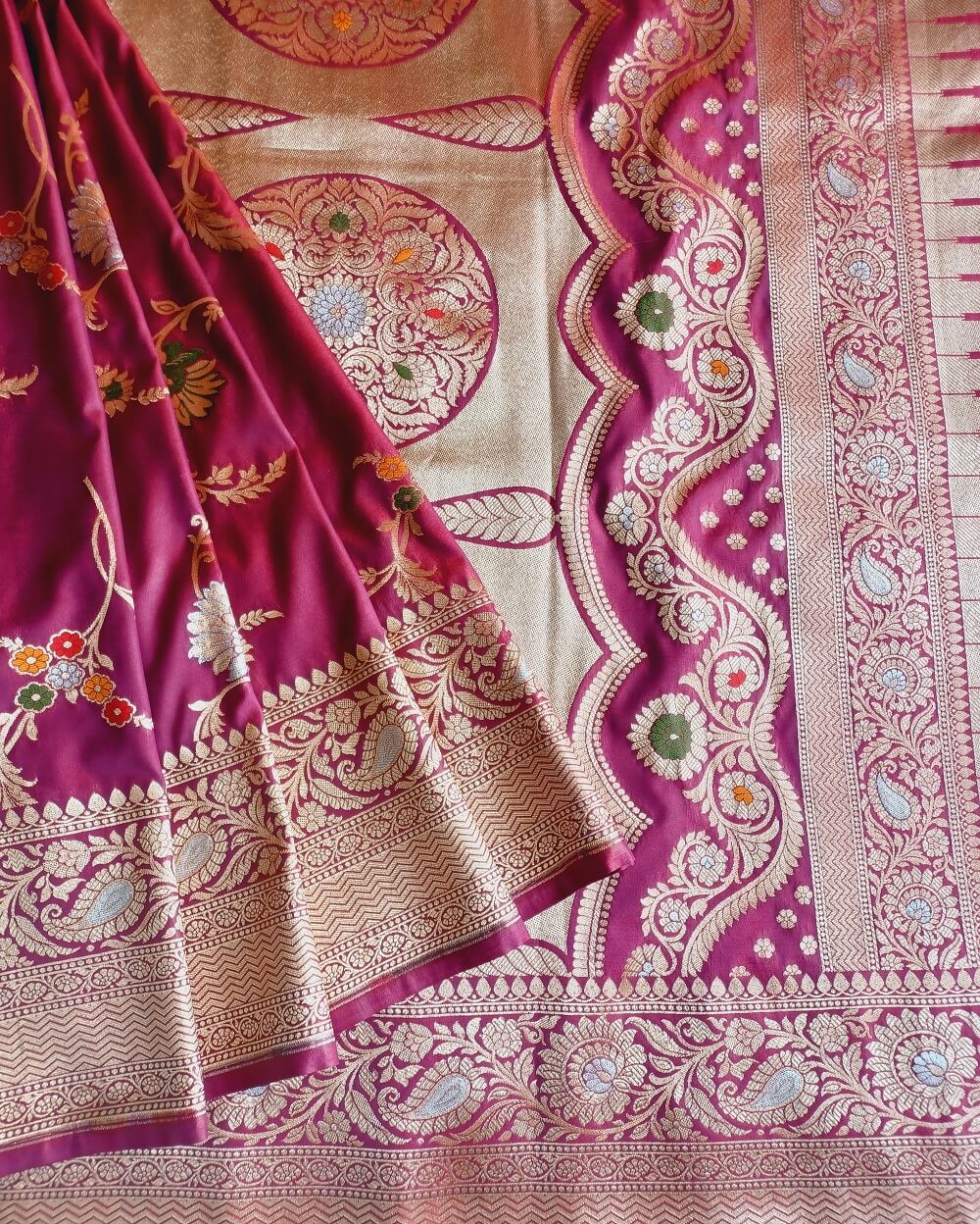 Banarasi Katan Silk Saree Rich Wine