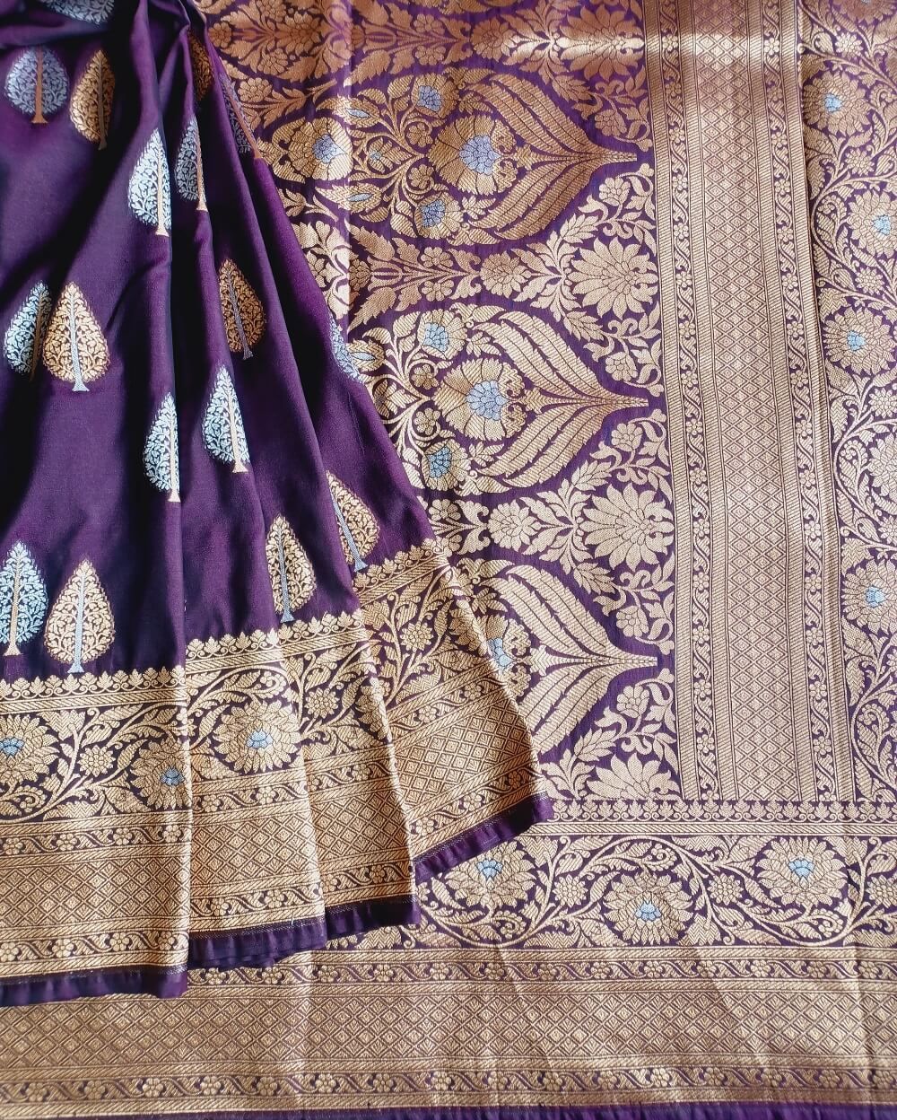 Banarasi Katan Silk Saree Violet