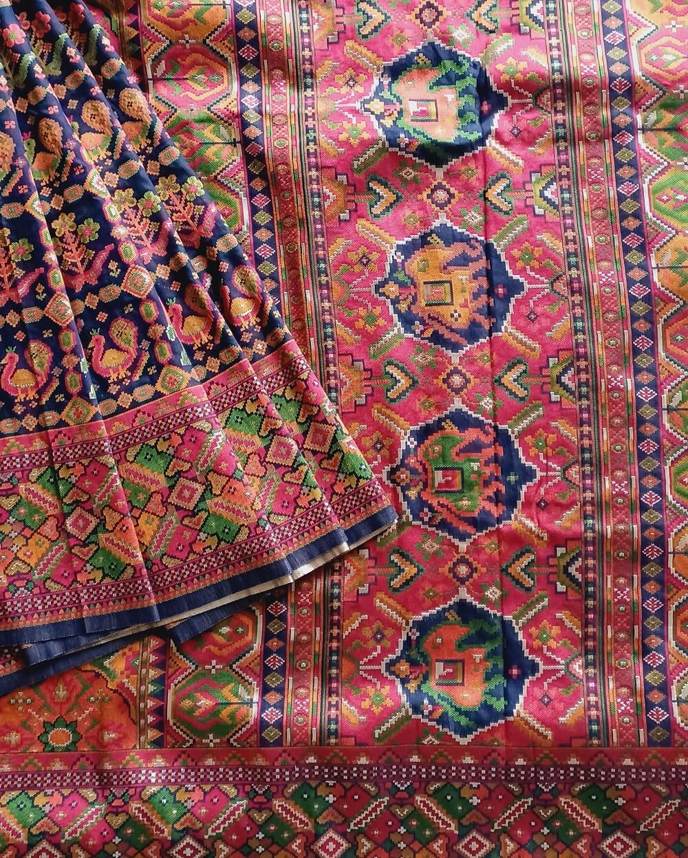 Cotton Patola Resham Weaves Dark Blue