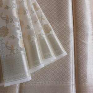 Organza Saree Pearl White