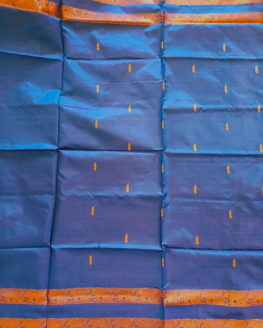 Banana Pith Saree In Bright Peacock Blue Shade - Image 4
