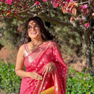 Banarasi Georgette Saree Pink