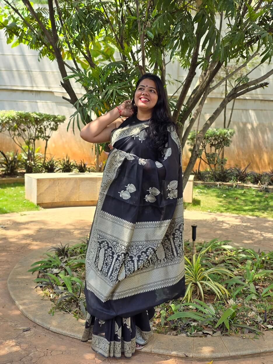 Banarasi Cotton Saree Black
