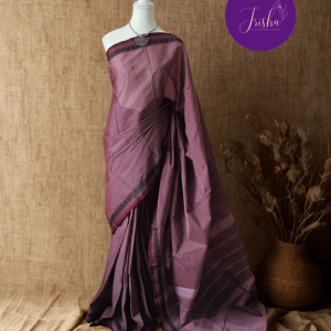 Handloom Pure Kanchi Cotton Saree, in Mauve Pink shade with Black small border, it is Butta Saree with Thread Border . Its Border has small motifs woven with a contemporary look. Perfect for formal or office wear and minimal work cotton saree