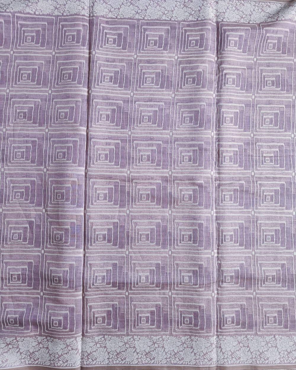 Light Laveder Linen Saree with Mul Mul Cotton - Image 4