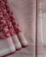 Banarasi Cotton Saree Maroon Colour With Floral Motifs