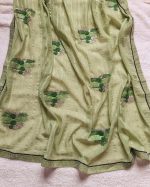 Georgette Saree Light Green With Swarovski work & Embroidery