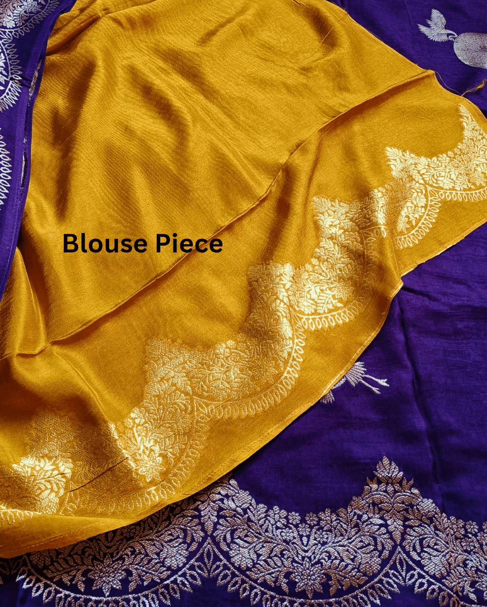 Violet Banarasi Satin Crepe Silk Saree With Woven Bird Motif - Image 5