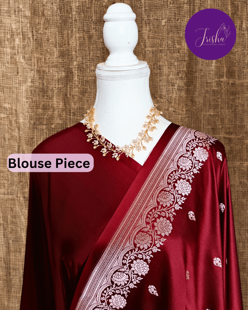 Banarasi Mashru Katan Silk saree in Deep Maroon with small buttis all over the saree. The Rose Gold zari makes the finish very royal and elegant. Saree has a very beautiful traditional border and a very rich pallu that makes the usage of this saree suit any occasion or formal wear. The Pallu is attractively designed and woven with intricate Banarasi floral motifs.