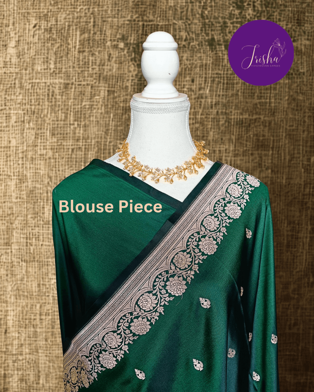 Banarasi Mashru Katan Silk saree in Green shade with small buttis all over the saree. The Rose Gold zari makes the finish very royal and elegant. Saree has a very beautiful traditional border and a very rich pallu that makes the usage of this saree suit any occasion or formal wear. The Pallu is attractively designed and woven with intricate Banarasi floral motifs.