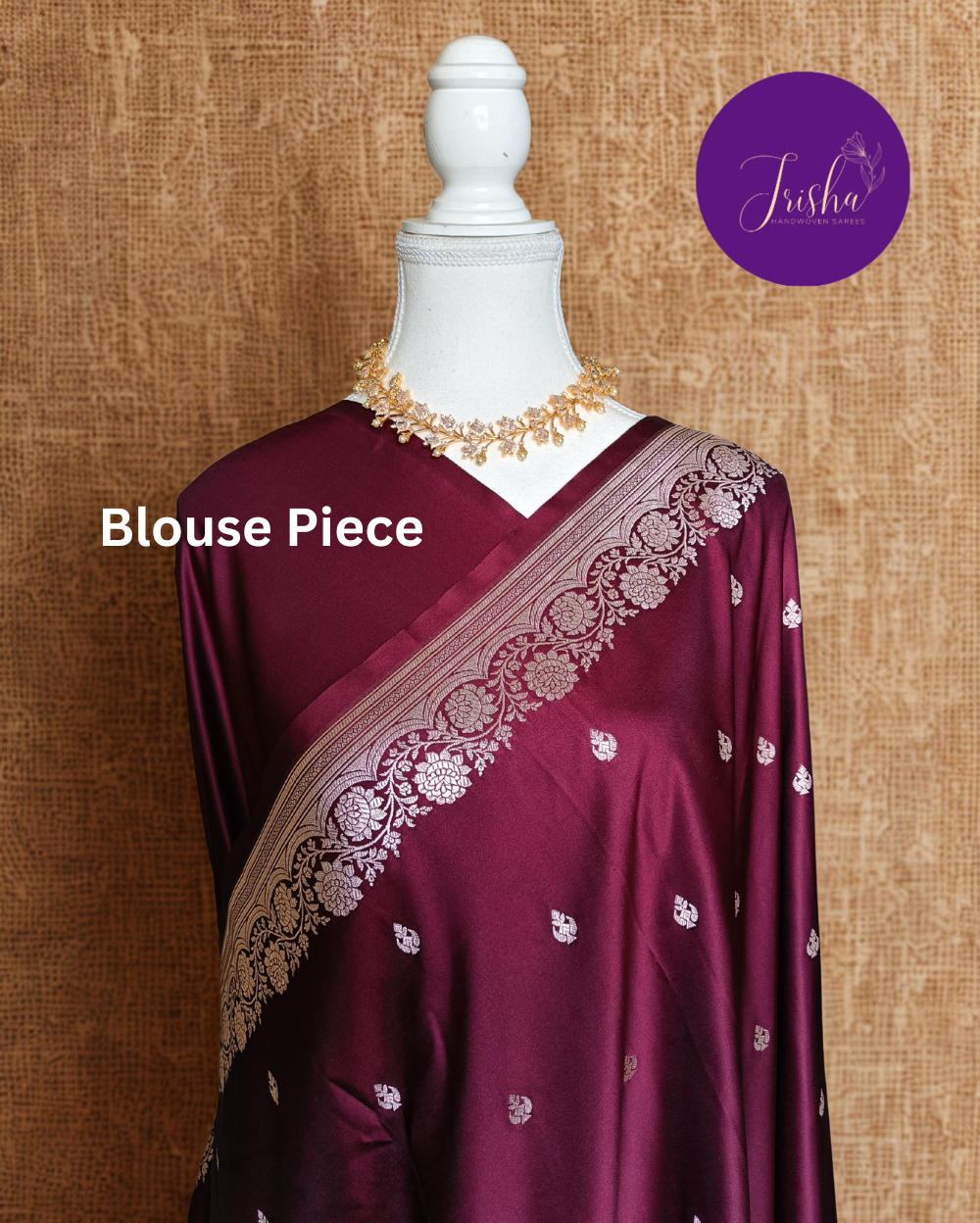 Banarasi Mashru Katan Silk saree in Dark Maroon shade with small buttis all over the saree. The Rose Gold zari makes the finish very royal and elegant. Saree has a very beautiful traditional border and a very rich pallu that makes the usage of this saree suit any occasion or formal wear. The Pallu is attractively designed and woven with intricate Banarasi floral motifs