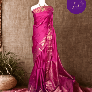 Kanchipuram / Kanjivaram Silk Sari with Self Zari Border and rich pallu,Traditional silk Pink with Self Border , Grand pallu with traditional Kanchipuram motifs,Gold Zari Border on both sides with traditional Kanchipuram motifs.