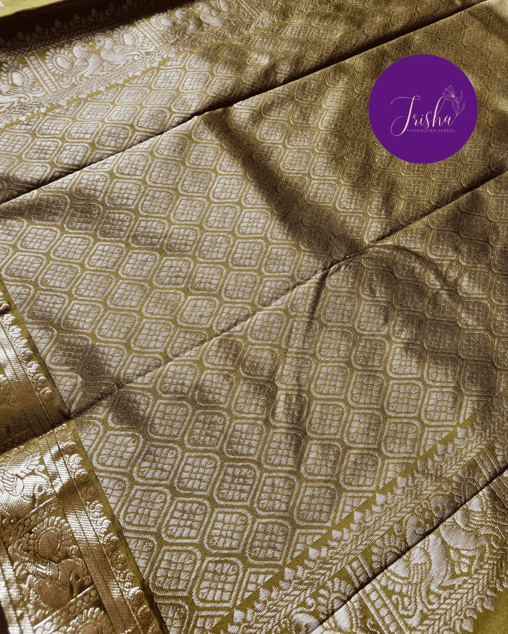 Kanchipuram / Kanjivaram Silk Saree Light Green Colour - Image 7
