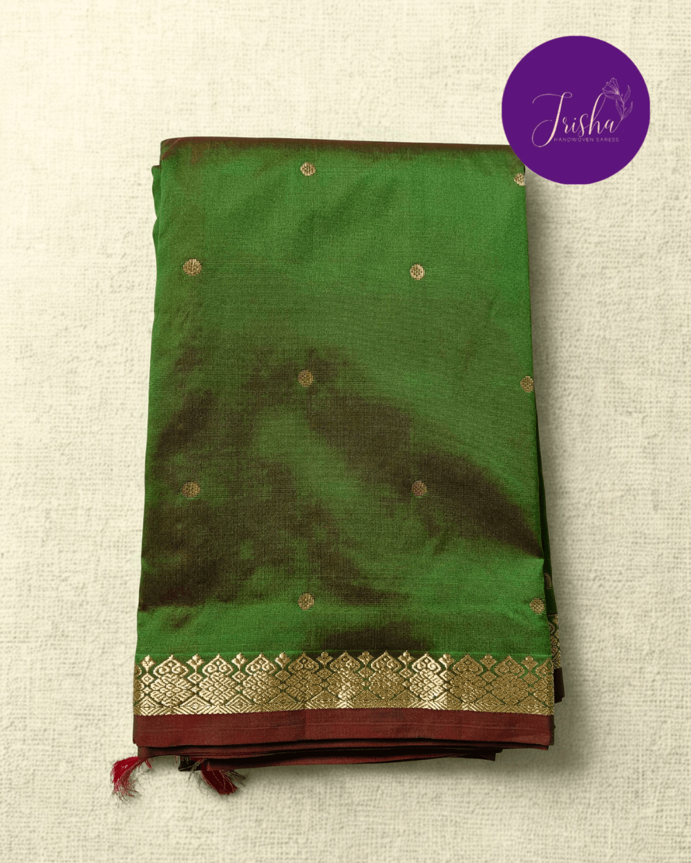 Kanchipuram / Kanjivaram Silk Saree Green Colour - Image 10