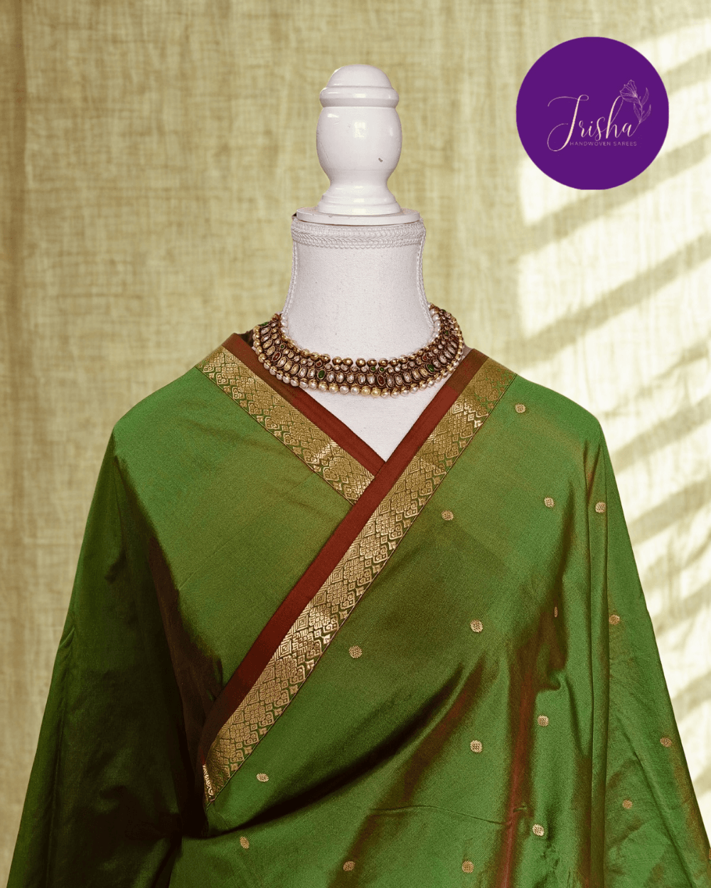 Kanchipuram / Kanjivaram Silk Saree Green Colour - Image 4