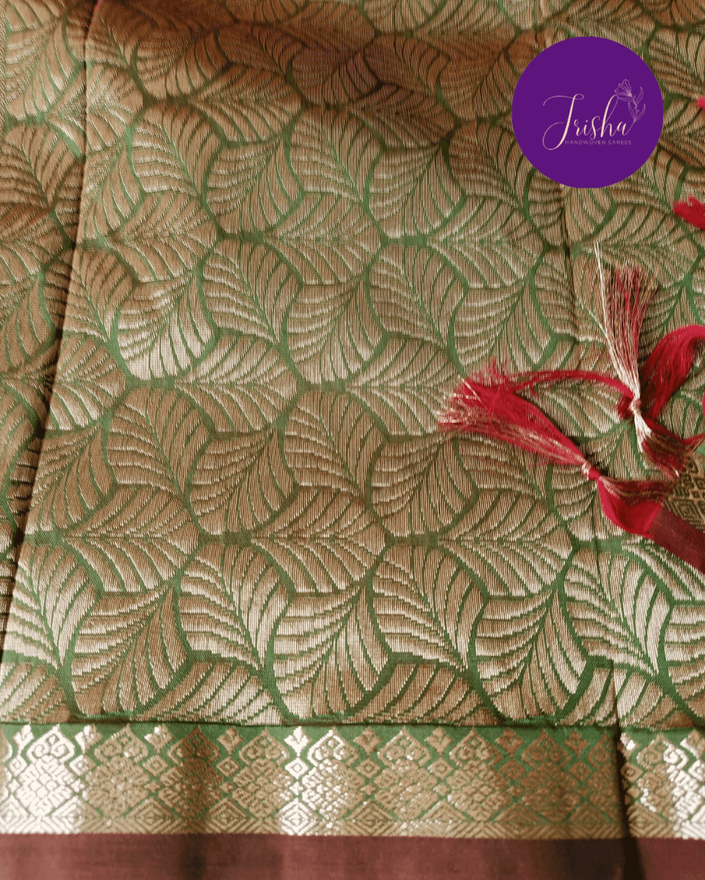 Kanchipuram / Kanjivaram Silk Saree Green Colour - Image 7