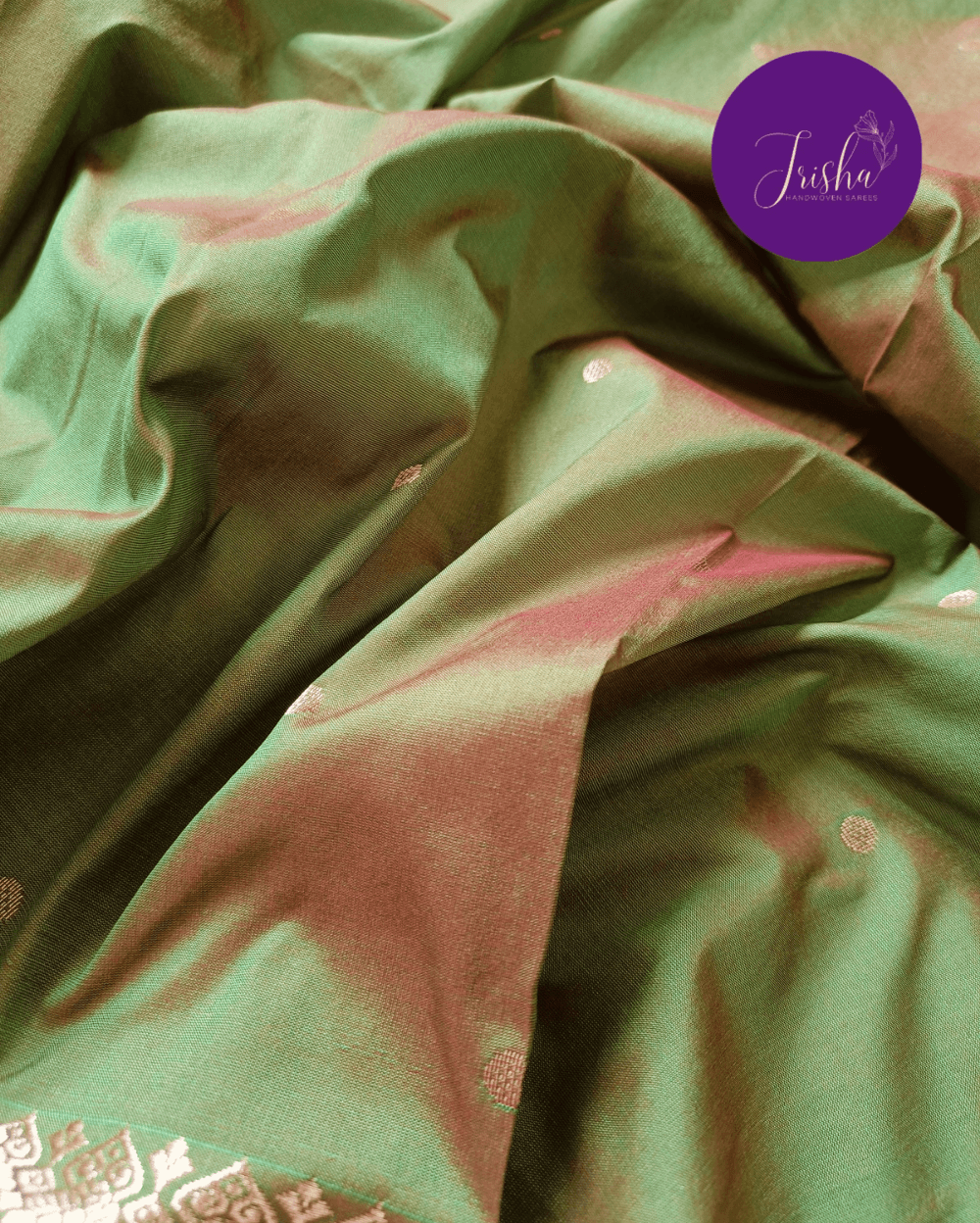 Kanchipuram / Kanjivaram Silk Saree Green Colour - Image 9