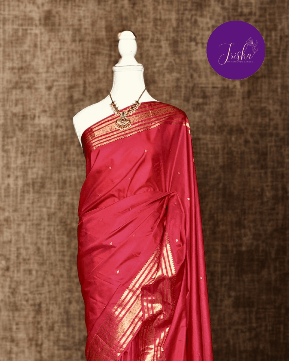 Kanchipuram / Kanjivaram Silk Saree Red Colour - Image 2